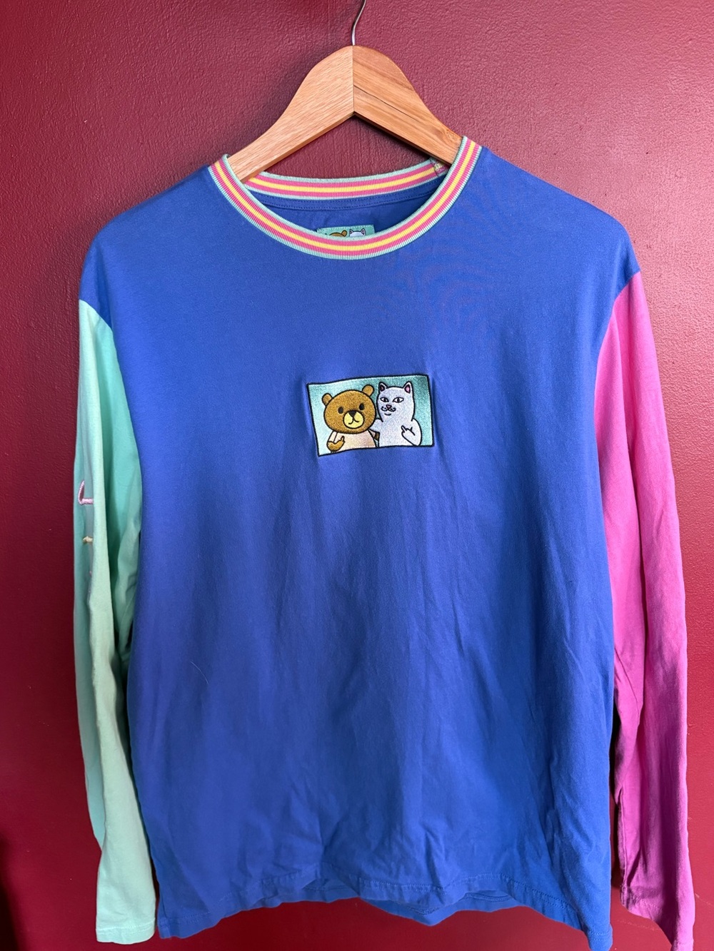 Ripndip x Teddy Fresh 2.0 Color Block Long Sleeve T-Shirt Size L